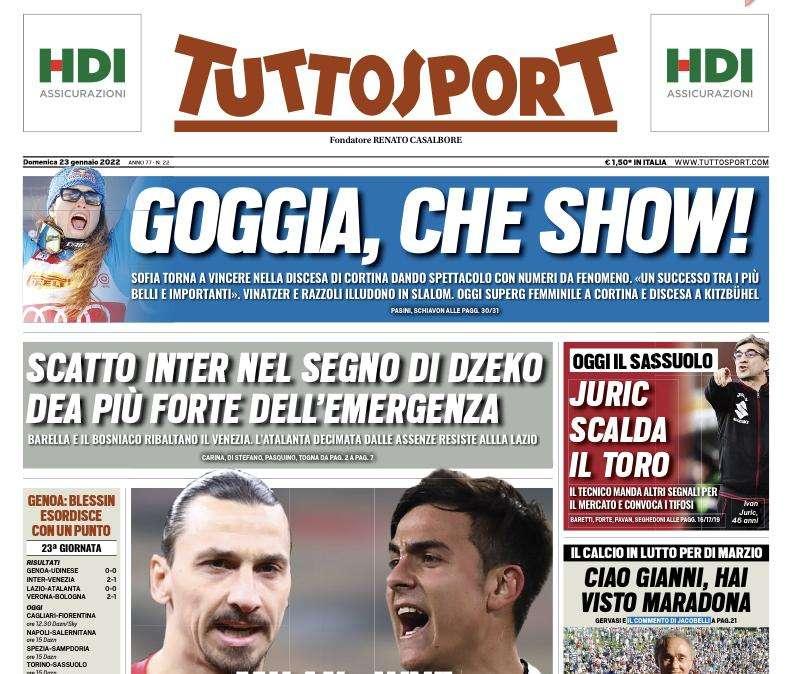 Tuttosport in apertura: "Scatto Inter nel segno di Dzeko"