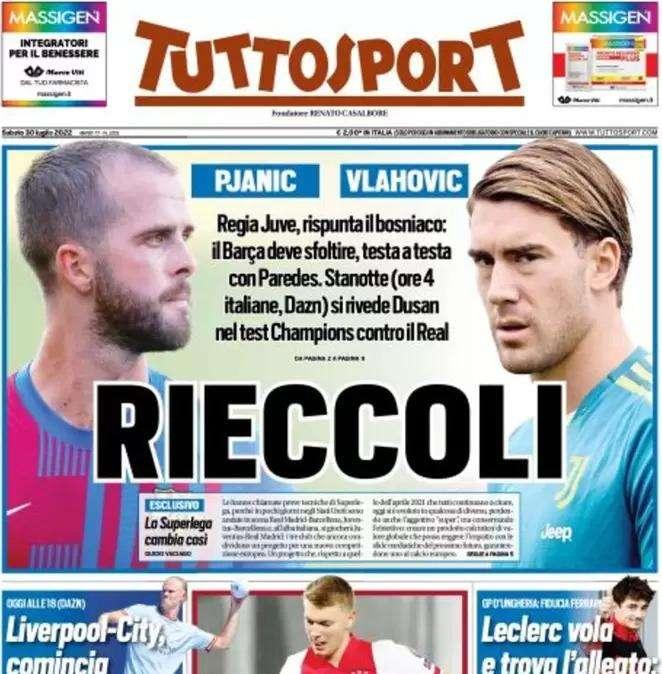 Tuttosport sul mercato Juve: "Rispunta Pjanic: testa a testa con Paredes"