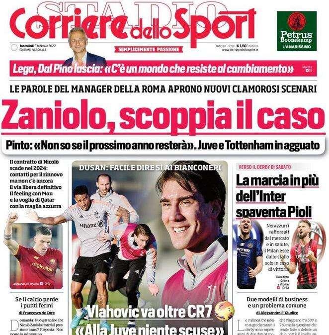 L'apertura del Corriere dello Sport: "Zaniolo, scoppia il caso" 