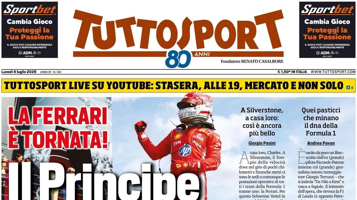 "Il principe Charles. Spalletti: Brahim fino alla fine. Mostruoso Haaland, Ancelotti a casa": la prima pagina di TuttoSport