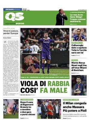 La prima pagina del QS - Quotidiano Sportivo: "Calhanoglu idolo e capitano. Tutta la Turchia sarà con lui"