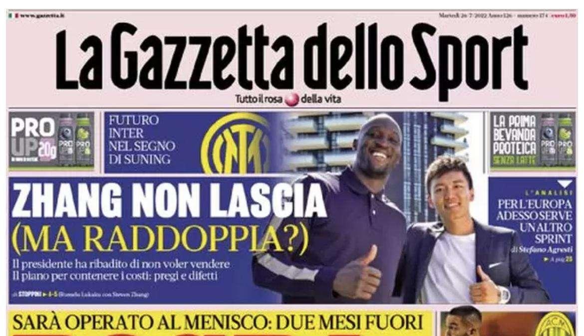 La Gazzetta dello Sport: "Zhang non lascia (ma raddoppia?)"