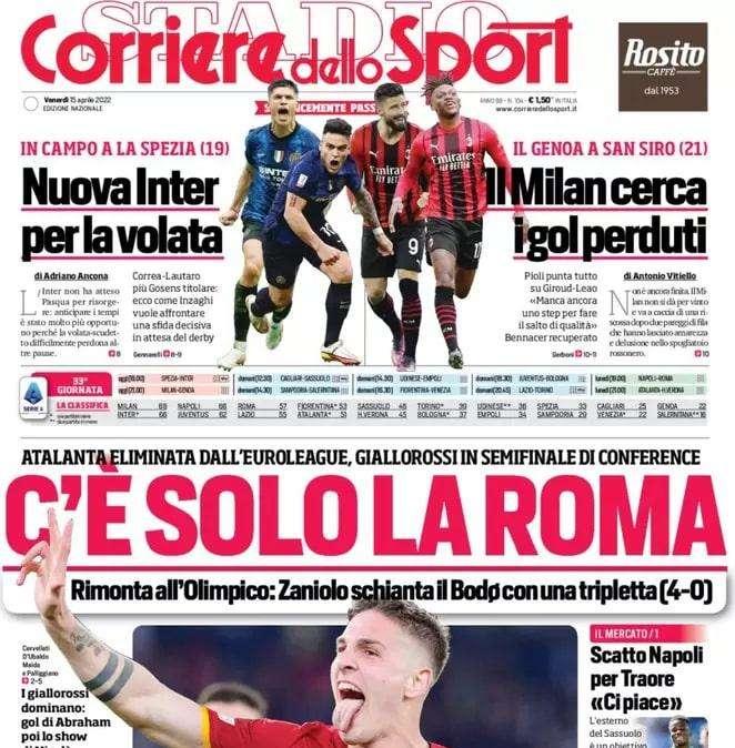 Il Corriere dello Sport in prima pagina: "Nuova Inter per la volata"