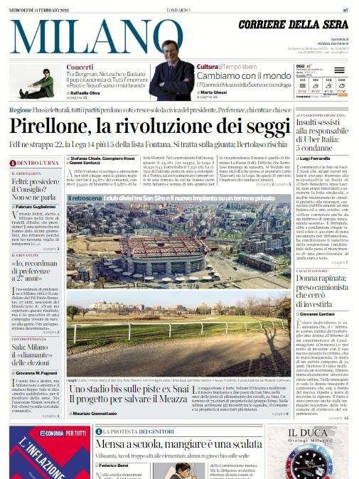 Il Corriere di Milano: "Uno stadio bis sulle piste ex Snai, il progetto per salvare il Meazza"