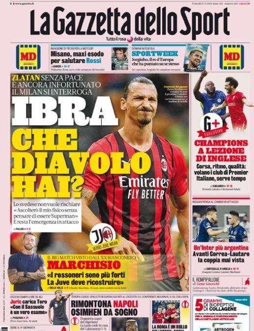 La Gazzetta dello Sport in prima pagina: "Un'Inter più argentina: avanti Correa-Lautaro"
