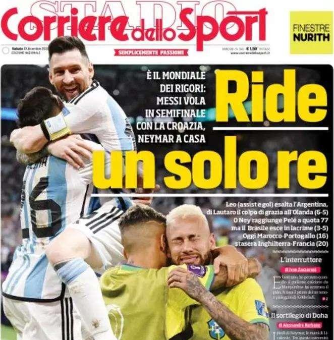 Il Corriere dello Sport in apertura: "Mondiale, ride solo un Re"