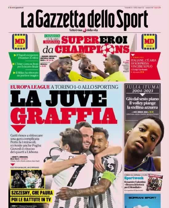L'Inter punta su Lukaku per il riscatto finale. La Gazzetta: "Eroi da Champions"