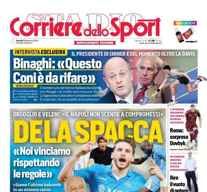 La prima pagina del Corriere dello Sport: "Thuram si prende l'Inter: Lautaro in panchina"