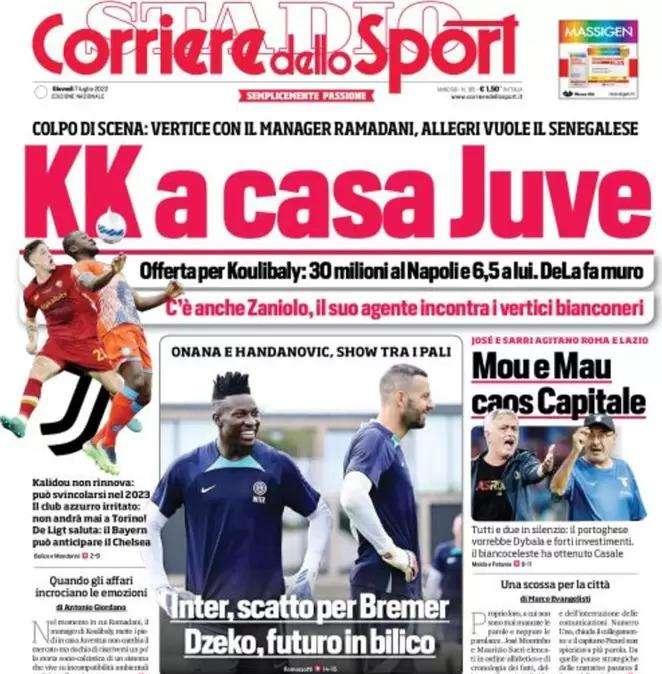 L'apertura del Corriere dello Sport: "Inter, scatto per Bremer"