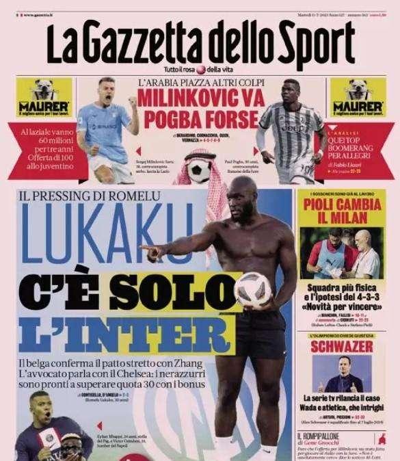 Lukaku, no alla Juve: confermato il patto con Zhang. Le aperture di martedì 11 luglio