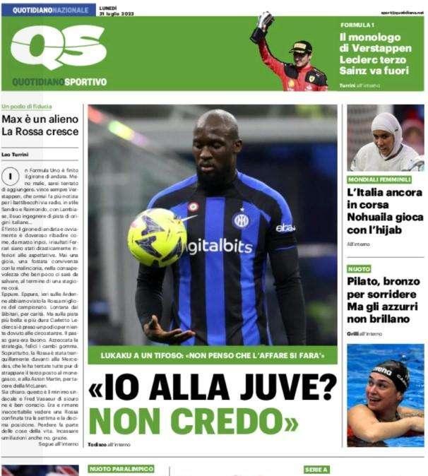 Il QS apre con le parole di Lukaku a un tifoso: "Io alla Juve? Non credo"