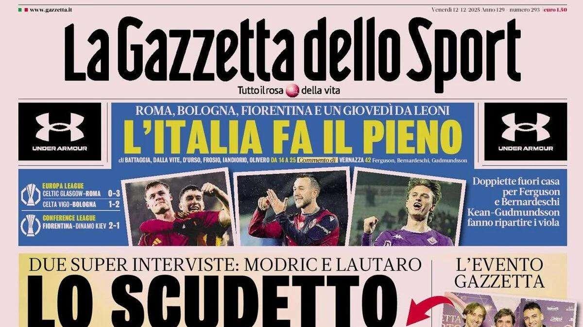 "Acerbi out un mese, nasce l'Inter di Bisseck e Akanji": l'apertura di Gazzetta dello Sport