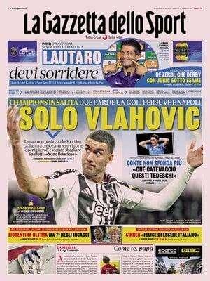 "Lautaro devi sorridere. Inter, ottavi vicini se vinci la quarta di fila", la prima pagina de La Gazzetta dello Sport