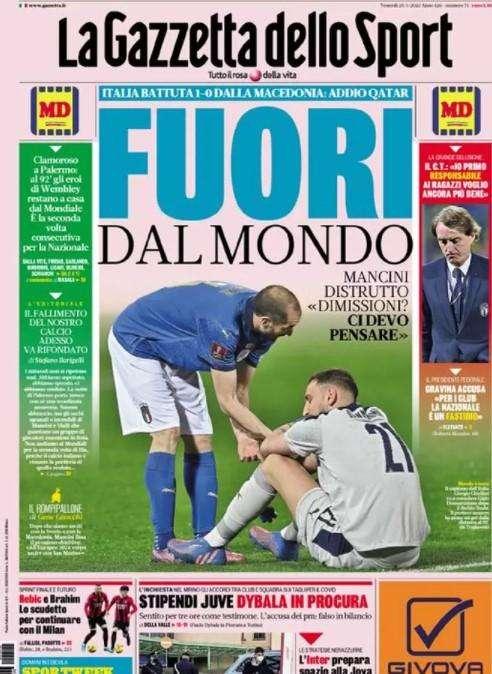 La Gazzetta dello Sport in apertura: "Fuori dal mondo"