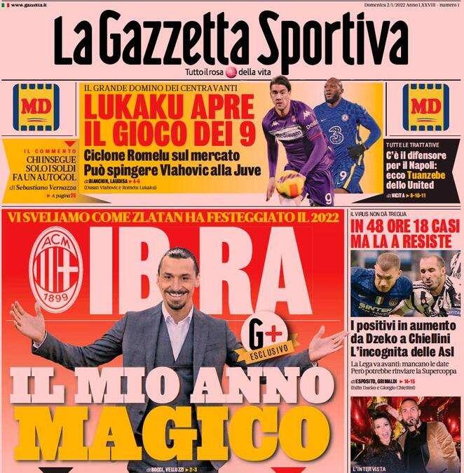 La Gazzetta dello Sport in apertura: "Lukaku apre il gioco dei 9"