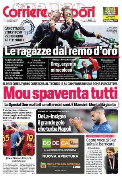 Il Corriere dello Sport in apertura: "Conte voce di Sky, salta la barricata"