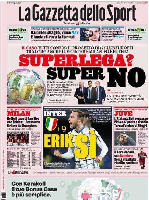 Rassegna stampa - Le prime pagine di lunedì 19 aprile