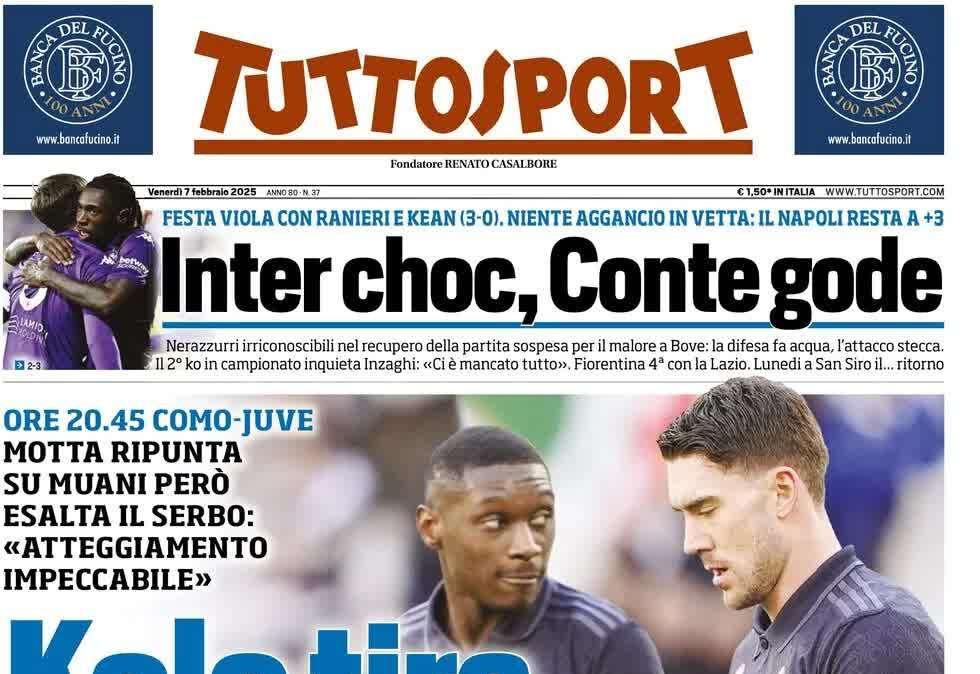 "Kean viola l'Inter, Conte ride": l'apertura di Tuttosport dopo la sfida del Franchi