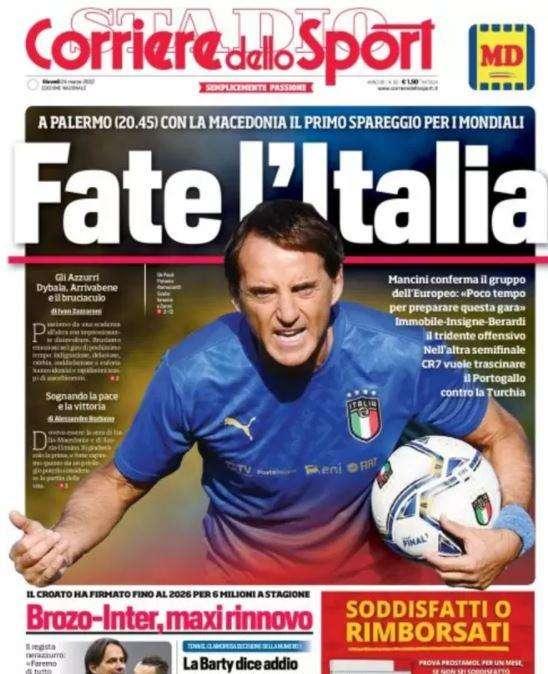 Il Corriere dello Sport in apertura: "Brozo-Inter, maxi rinnovo"