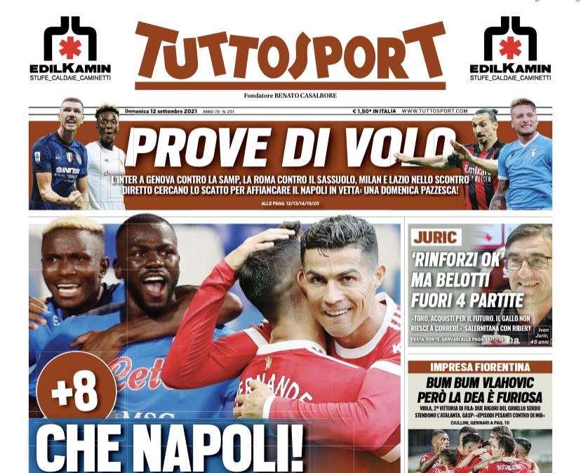 Tuttosport in apertura: "Che Napoli! Juve, CR7 dove sei?" 