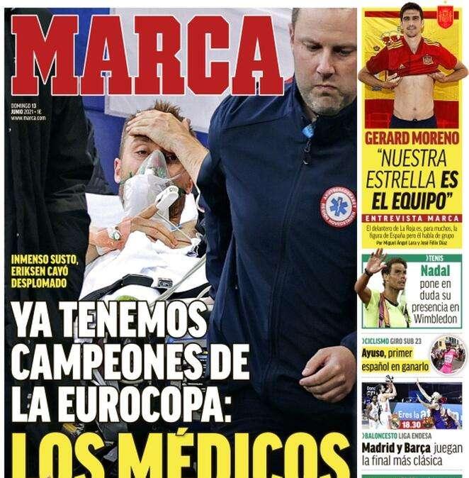 Malore per Eriksen, le prime pagine estere: "Abbiamo già i campioni d'Europa: i medici"