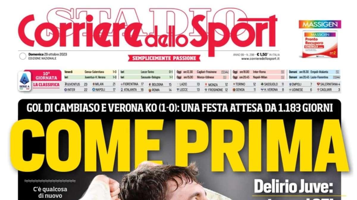 La prima pagina del CorSport: "Lukaku fa paura, bolgia a San Siro"