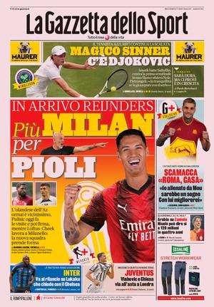La prima pagina della Gazzetta dello Sport: "L'Inter va al rilancio per Lukaku"