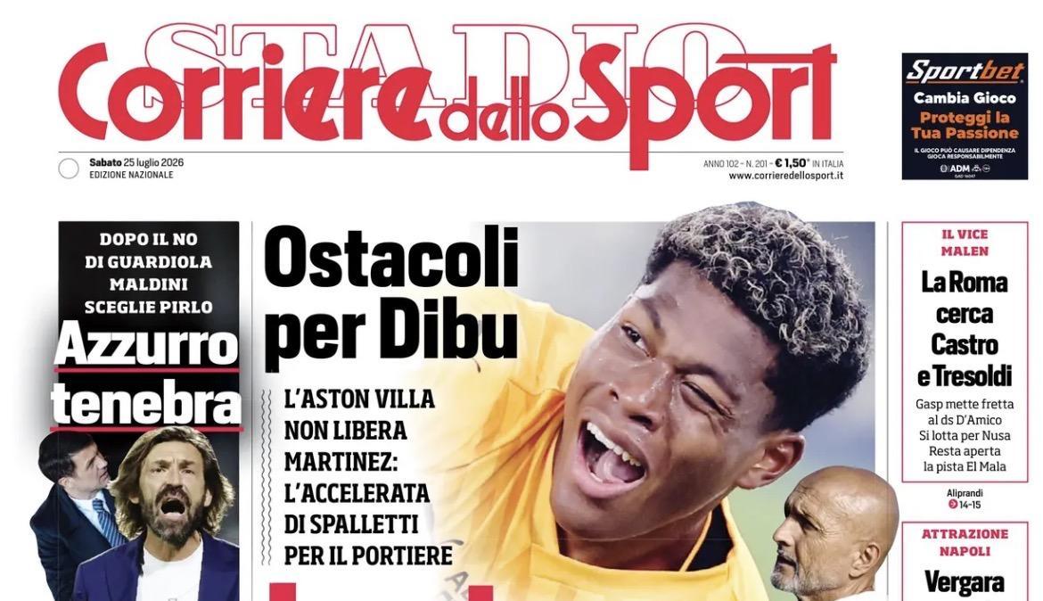 "Romero, l'Inter sgomita. L'argentino apre ma si muovo anche Barcellona e Arsenal", la prima pagina del Corriere dello Sport