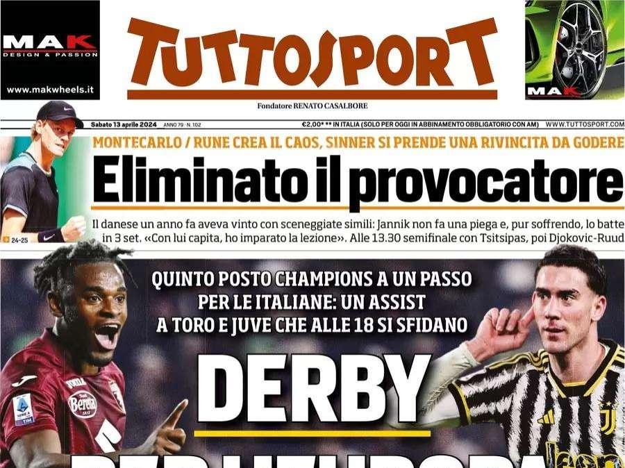 Derby per l'Europa, Toro e Juventus si sfidano: la prima pagina di Tuttosport