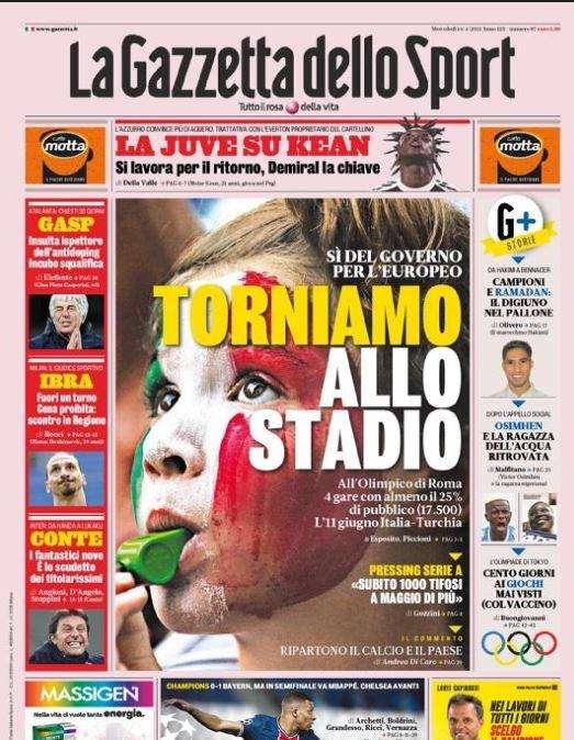 L'apertura de La Gazzetta dello Sport: "I fantastici 9, è lo scudetto dei titolarissimi"