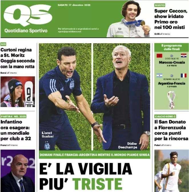 Domani c'è Francia-Argentina, ma il calcio piange Mihajlovic. Il QS: "È la vigilia più triste"