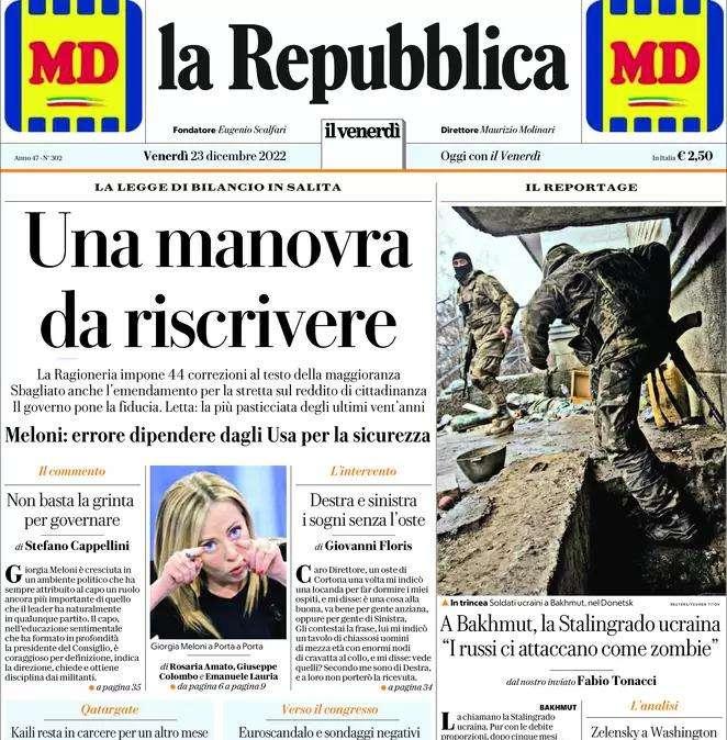 La Repubblica titola: "Juve, la Procura FIGC riapre l'indagine sulle plusvalenze"
