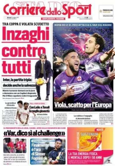 Il Corriere dello Sport in prima pagina: "Inzaghi contro tutti"
