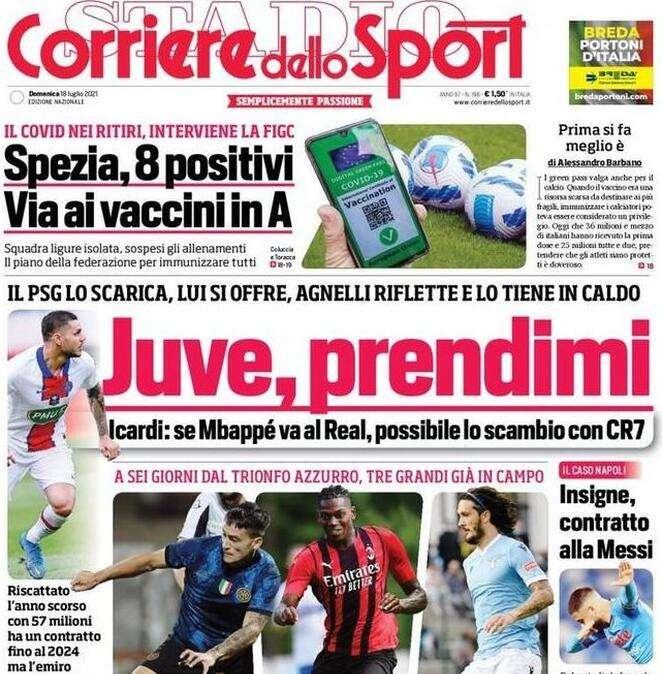 Il Corriere dello Sport in apertura: "Inter, sorpresa Satriano"