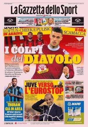La Gazzetta in apertura: "Thuram già in area". Marcus atteso oggi a Milano
