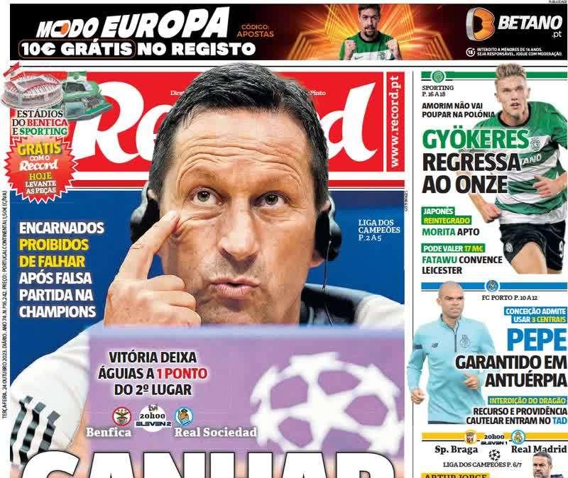 Benfica, obbligo tre punti. I quotidiani portoghesi: "Vincere o vincere"