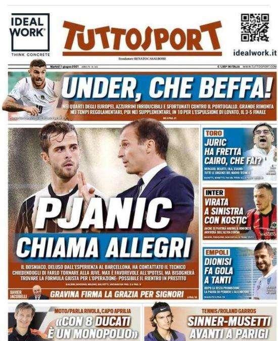 Tuttosport in apertura: "Virata a sinistra con Kostic"