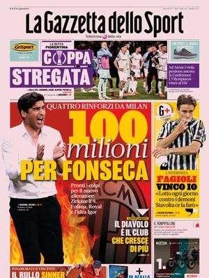 Simone firma: è sempre un'Inter a tutto Inzaghi. L'apertura de La Gazzetta dello Sport