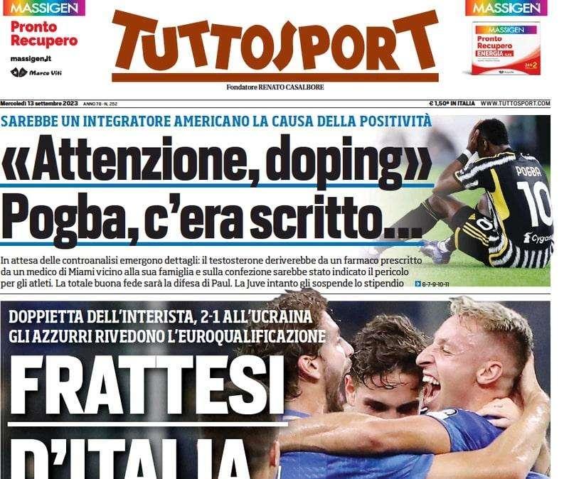 Tuttosport esalta il nerazzurro autore di due gol contro l'Ucraina: "Frattesi d'Italia"