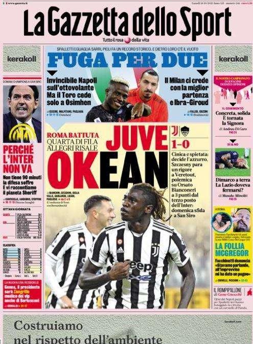 La Gazzetta dello Sport in prima pagina: "Perché l'Inter non va"