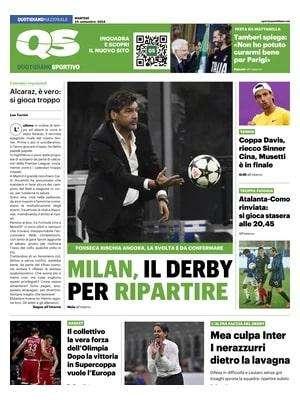 "Mea culpa Inter, i nerazzurri dietro la lavagna": la prima pagina del QS