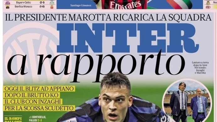 "Marotta è con Inzaghi": la prima pagina de La Gazzetta dello Sport