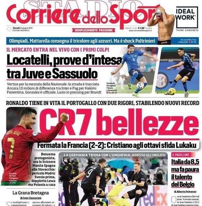 L'apertura del Corriere dello Sport: "Hakimi, testa a testa tra PSG e Chelsea"
