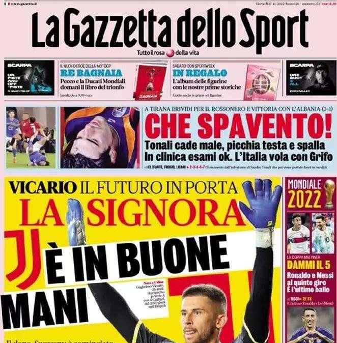 L'apertura de La Gazzetta dello Sport - "Inter, campagna d'inverno: idea Musah"