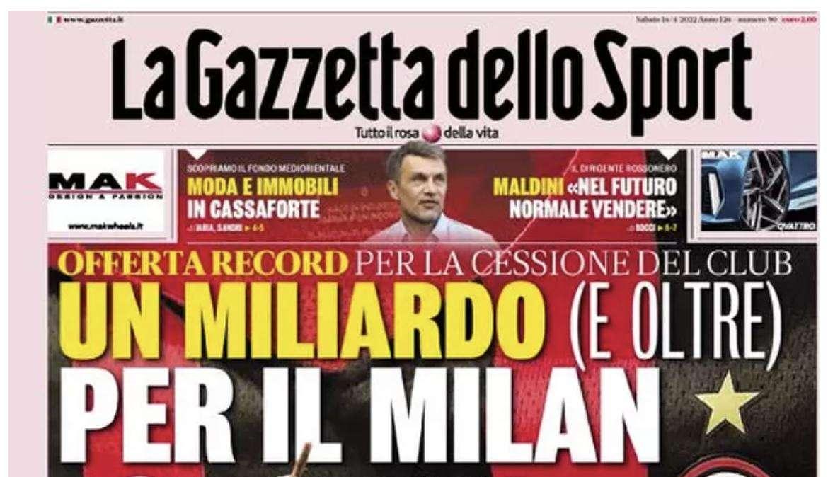 La prima pagina de La Gazzetta dello Sport: "Inter-Milan, ci vediamo martedì"