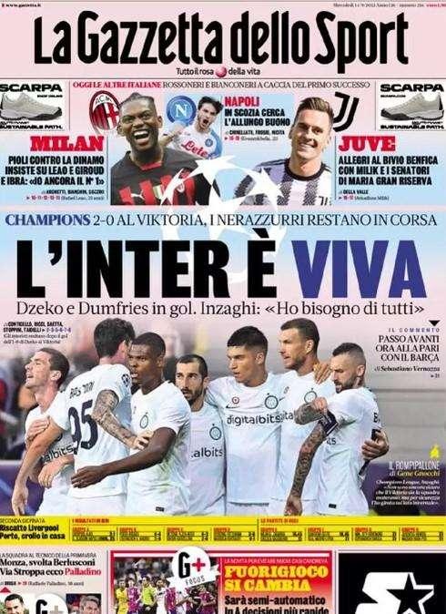 Rassegna stampa - Le prime pagine di mercoledì 14 settembre