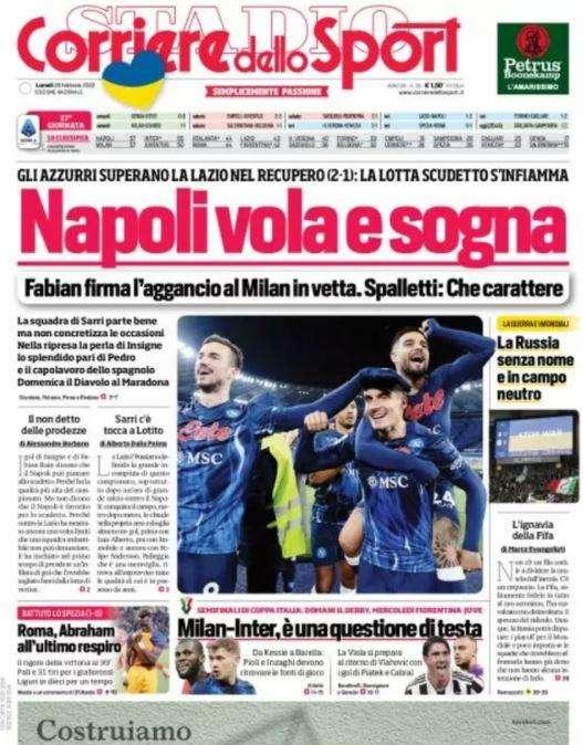 Il Corriere dello Sport in apertura: "Milan-Inter, è una questione di testa"