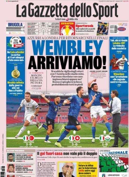 La Gazzetta dello Sport in prima pagina: "Inter, fasce da rifare: a Inzaghi piace Lazzari"