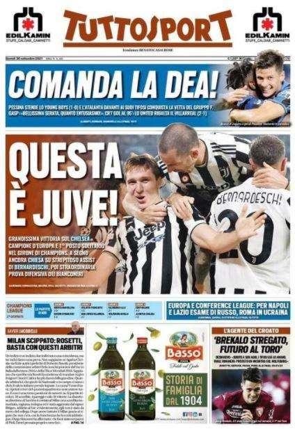Tuttosport in prima pagina: "Questa è la Juve, comanda la Dea!