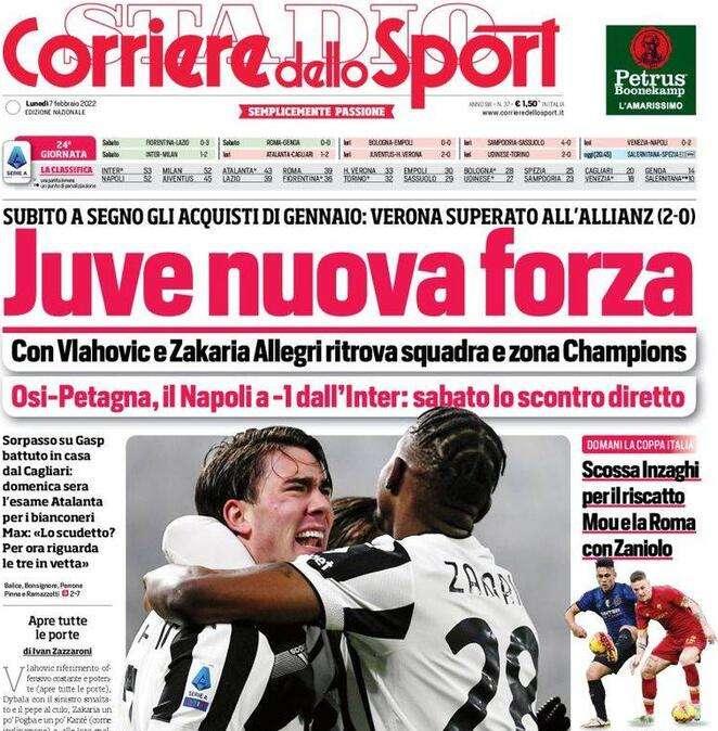 La prima pagina del Corriere dello Sport: "Scossa Inzaghi per il riscatto"